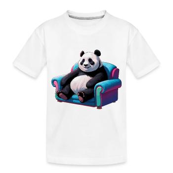 Panda cool sur le canapé - T-shirt bio Premium Enfant - blanc - Devant
