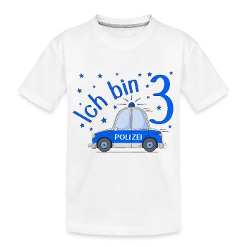 Polizeiauto Ich bin 3 Geburtstag Blau - Kinder Premium Bio T-Shirt - Weiß - Vorne