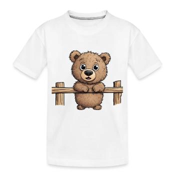 Chemise drôle pour enfants d’un ours curieux - T-shirt bio Premium Enfant - blanc - Devant