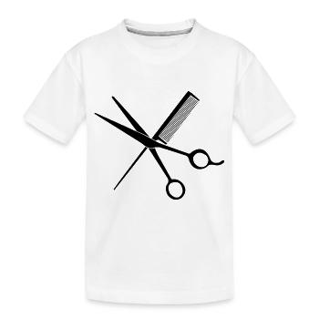 T-shirt de coiffeur élégant : ciseaux et peigne - T-shirt bio Premium Enfant - blanc - Devant
