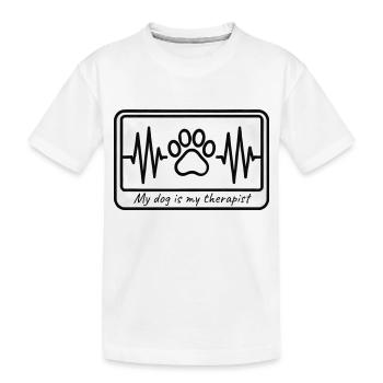 My dog is my therapist - Hearbeat&Pawprint Design - Kids' Premium Organic T-Shirt - white - Front