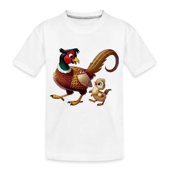 Faisan mâle avec enfant - T-shirt bio Premium Enfant - blanc - Devant