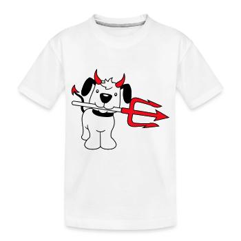 Chien Diable Satan Enfer Mal Trident Cornes Cool - T-shirt bio Premium Enfant - blanc - Devant