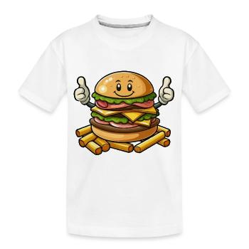 Hamburger mit Pommes frites - Kinder Premium Bio T-Shirt - Weiß - Vorne