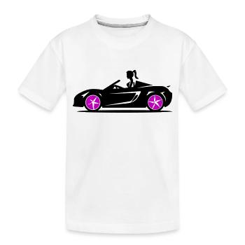 Woman Sports Car Convertible Car - Kids' Premium Organic T-Shirt - white - Front