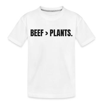 BŒUF > PLANTS | Steak carnivore au lieu de plantes - T-shirt bio Premium Enfant - blanc - Devant