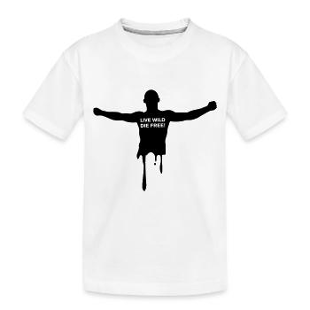 livewilddiefree - Kinder Premium Bio T-Shirt - Weiß - Vorne