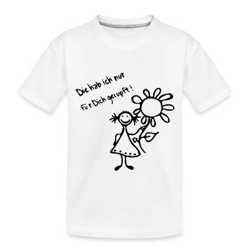 Geburtstag - Strichmännchen mit Blume - Kinder Premium Bio T-Shirt - Weiß - Vorne