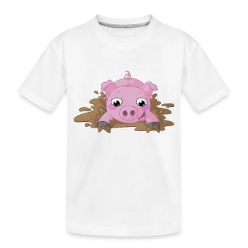 Éclaboussures, dessin animé, cochon - T-shirt bio Premium Enfant - blanc - Devant