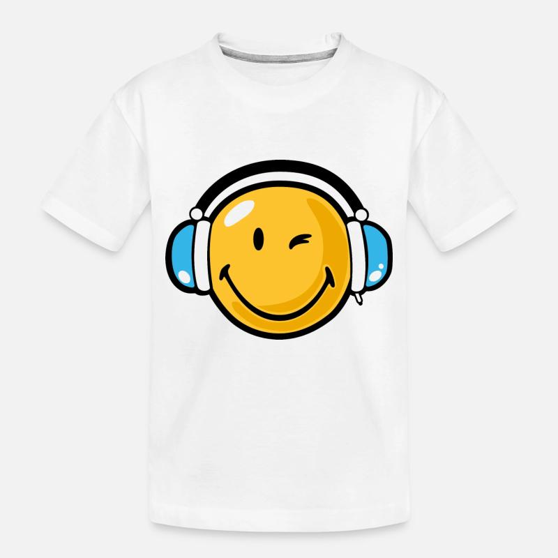 Smiley headphones - Kinder Premium Bio T-Shirt - Weiß