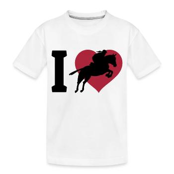 I love Springreiten - Kinder Premium Bio T-Shirt - Weiß - Vorne