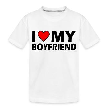 I love my boyfriend - Kids' Premium Organic T-Shirt - white - Front