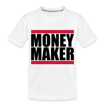 Balken Logo Money Maker - Kinder Premium Bio T-Shirt - Weiß - Vorne
