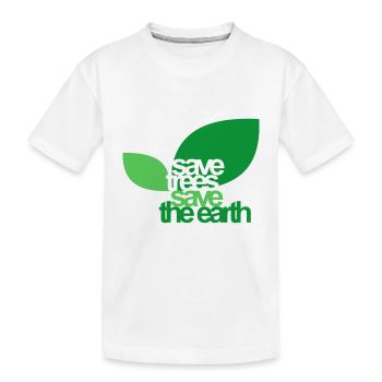 SAVE TREES - Kids' Premium Organic T-Shirt - white - Front