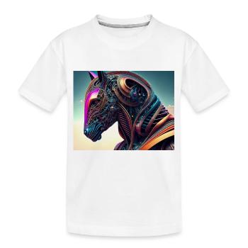 Mechanischer Pferdekopf - Kinder Premium Bio T-Shirt - Weiß - Vorne
