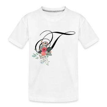 Lettre t fleuris - T-shirt bio Premium Enfant - blanc - Devant