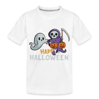 Halloween Geist Sensenman Kürbis - Kinder Premium Bio T-Shirt - Weiß - Vorne
