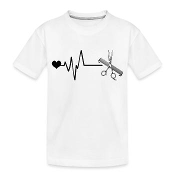 Schere Barber Puls Herz Liebe - Kinder Premium Bio T-Shirt - Weiß - Vorne