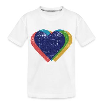Hearts Colorful Risograph - Kids' Premium Organic T-Shirt - white - Front