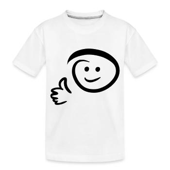 Face smiles, shows thumbs up. Emoticon - Kids' Premium Organic T-Shirt - white - Front