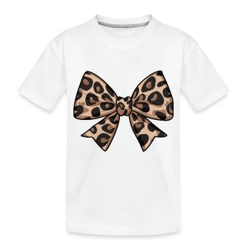 GROSSE SCHLEIFE MIT LEOPARDEN-TREND - Kinder Premium Bio T-Shirt - Weiß - Vorne