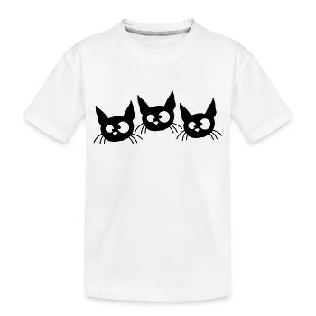 Trois chats plissés drôle 3 grimaces folles - T-shirt bio Premium Enfant - blanc - Devant