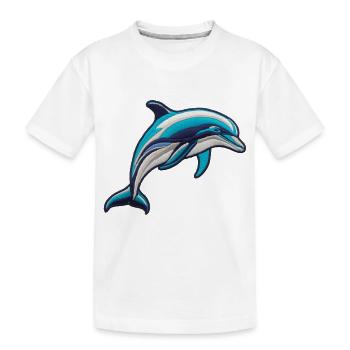Embroidered Dolphin - Kids' Premium Organic T-Shirt - white - Front