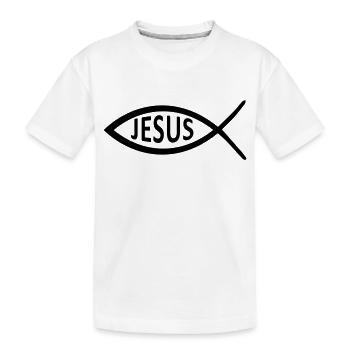 jesus fisch symbol - Kinder Premium Bio T-Shirt - Weiß - Vorne