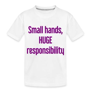 De petites mains, une énorme responsabilité disent les parents - T-shirt bio Premium Enfant - blanc - Devant
