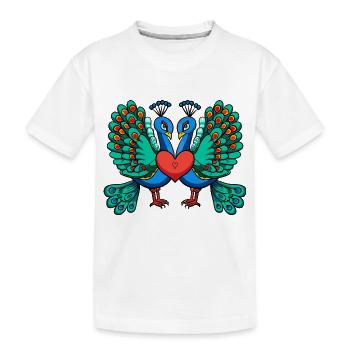 Pfau Vogel Paar Liebe - Kinder Premium Bio T-Shirt - Weiß - Vorne