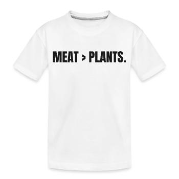 VIANDE > PLANTES | Carnivore | Déclaration basée sur la viande - T-shirt bio Premium Enfant - blanc - Devant