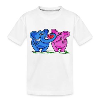 verliebte Elefanten - Kinder Premium Bio T-Shirt - Weiß - Vorne