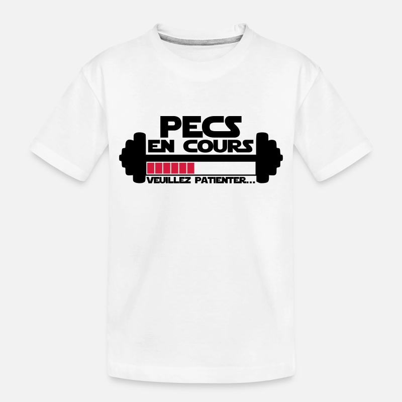 pecs en cours,citations,message,muscu - T-shirt bio Premium Enfant - blanc