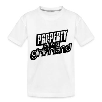 schwarz logo design property of my girlfriend spru - Kinder Premium Bio T-Shirt - Weiß - Vorne