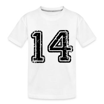 14 - Nummer - Kinder Premium Bio T-Shirt - Weiß - Vorne