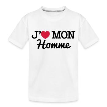 J'aime mon homme - T-shirt bio Premium Enfant - blanc - Devant