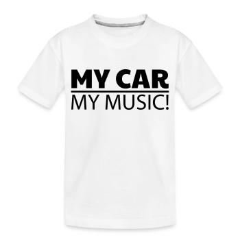 ma voiture ma musique voiture chariot dictons voiture - T-shirt bio Premium Enfant - blanc - Devant
