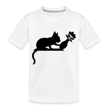 Blumenvase umstoßen freche Katze - Kinder Premium Bio T-Shirt - Weiß - Vorne