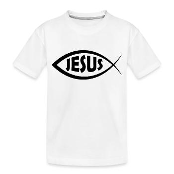 Jesus Fisch - Kinder Premium Bio T-Shirt - Weiß - Vorne