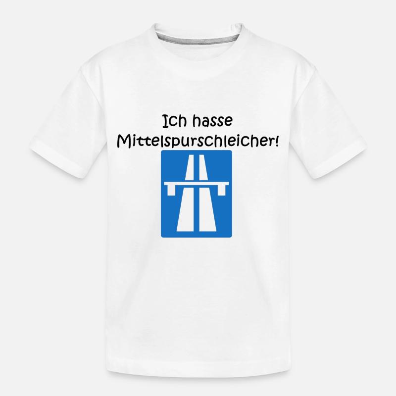 "Ich hasse Mittelspurschleicher!" - Kinder Premium Bio T-Shirt - Weiß
