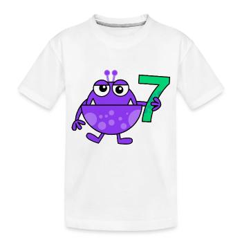 Funny Purple Cartoon Number Seven Monster - Kids' Premium Organic T-Shirt - white - Front