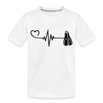 Diving fins pulse heart - Kids' Premium Organic T-Shirt - white - Front