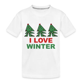 I Love Winter - Kinder Premium Bio T-Shirt - Weiß - Vorne