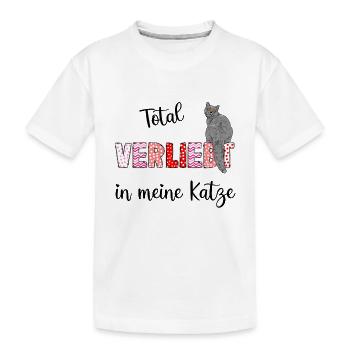 Verliebt in meine Katze, süßes Katzenmotiv - Kinder Premium Bio T-Shirt - Weiß - Vorne