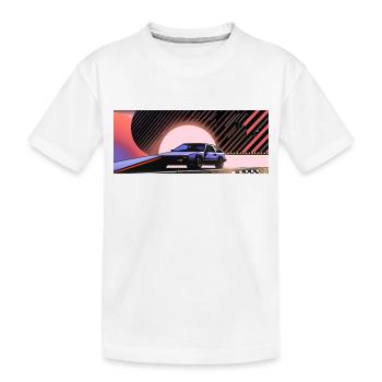 Synthwave Sportwagen Auto since fiction future - Kinder Premium Bio T-Shirt - Weiß - Vorne