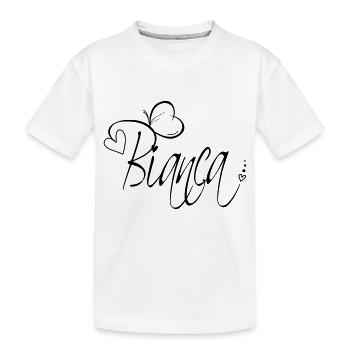 Bianca Name Vorname Mädchen Kalligrafie Dekor - Kinder Premium Bio T-Shirt - Weiß - Vorne