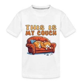Chat Canapé Canapé Drôle Humour Dessin animé typique - T-shirt bio Premium Enfant - blanc - Devant