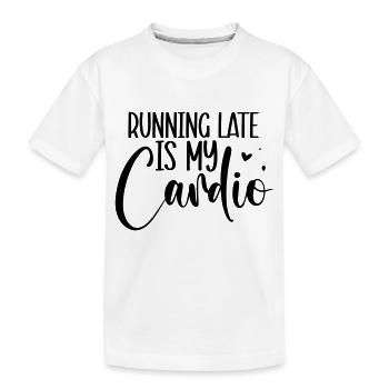 Zu spät zu kommen ist mein Cardio - Kinder Premium Bio T-Shirt - Weiß - Vorne