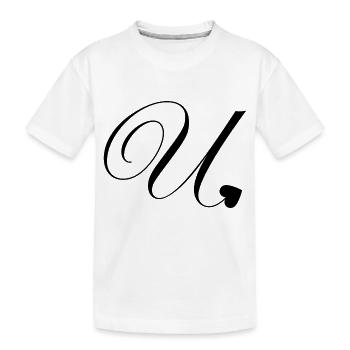 Lettre u calligraphie cœur - T-shirt bio Premium Enfant - blanc - Devant