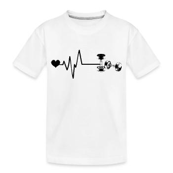 Dumbbell Heartbeat - Kids' Premium Organic T-Shirt - white - Front